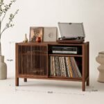 Handcrafted Record Player Stand – Natural Wood Turntable Station with Storage, Customizable Record Cube Organizer - Image 2