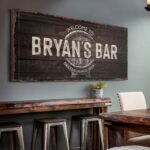Beer Barrel Bar Sign: Custom Bar Signs for Home Bar – Ideal Man Cave Wall Decor & Perfect Gift for Him