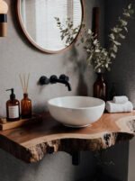 Handcrafted Rustic Floating Bathroom Vanity – Custom Live Edge Shelf, Solid Wood Bathroom Decor - Image 3