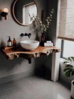 Handcrafted Rustic Floating Bathroom Vanity – Custom Live Edge Shelf, Solid Wood Bathroom Decor - Image 4
