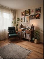 Handcrafted Record Player Stand – Natural Wood Turntable Station with Storage, Customizable Record Cube Organizer - Image 3