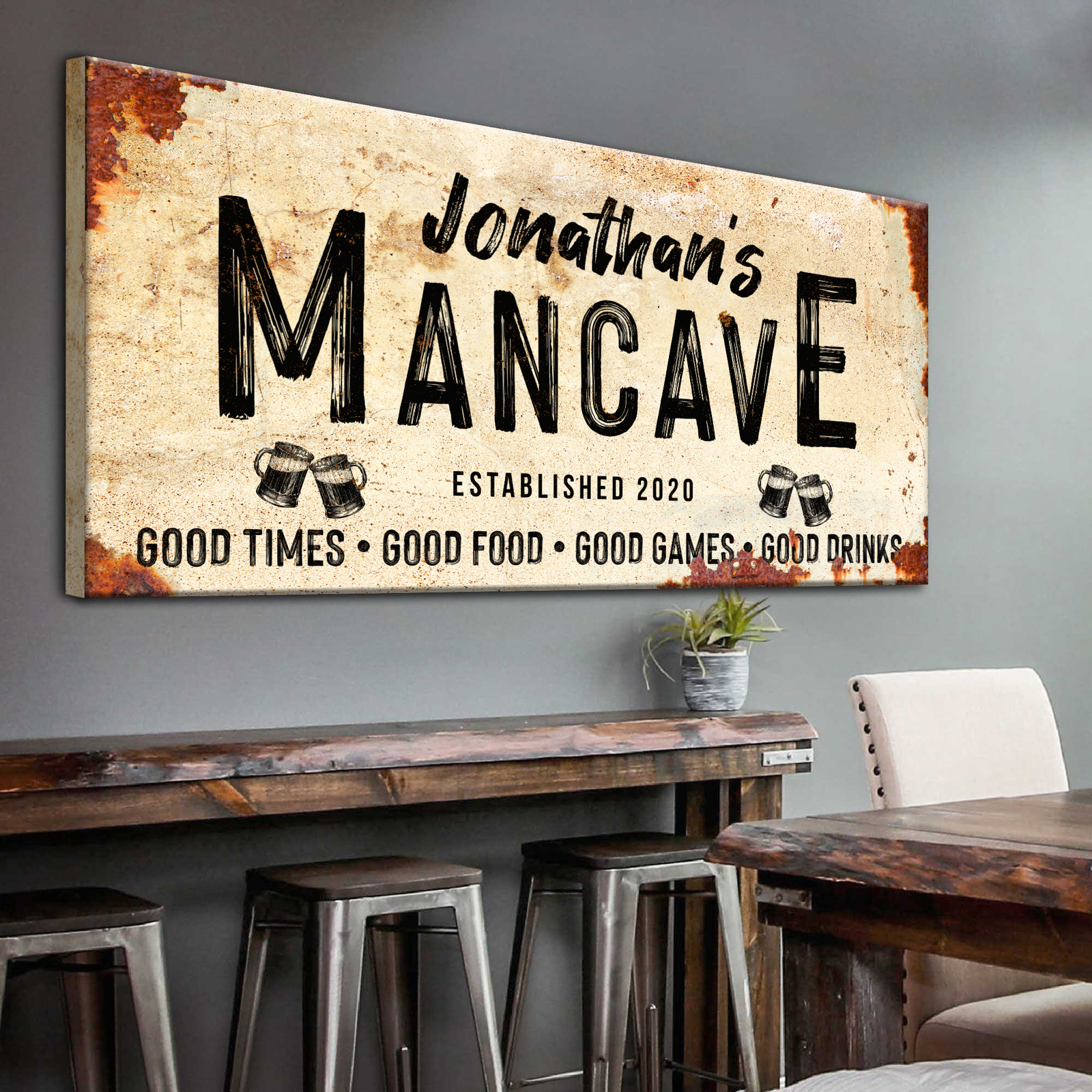 C_93ad1d75-74fb-470a-ad73-4097c2eb567a.png Good Times Personalized Man Cave Sign: Custom Bar Signs for Home Bar – Perfect Man Cave Wall Decor - Image 1