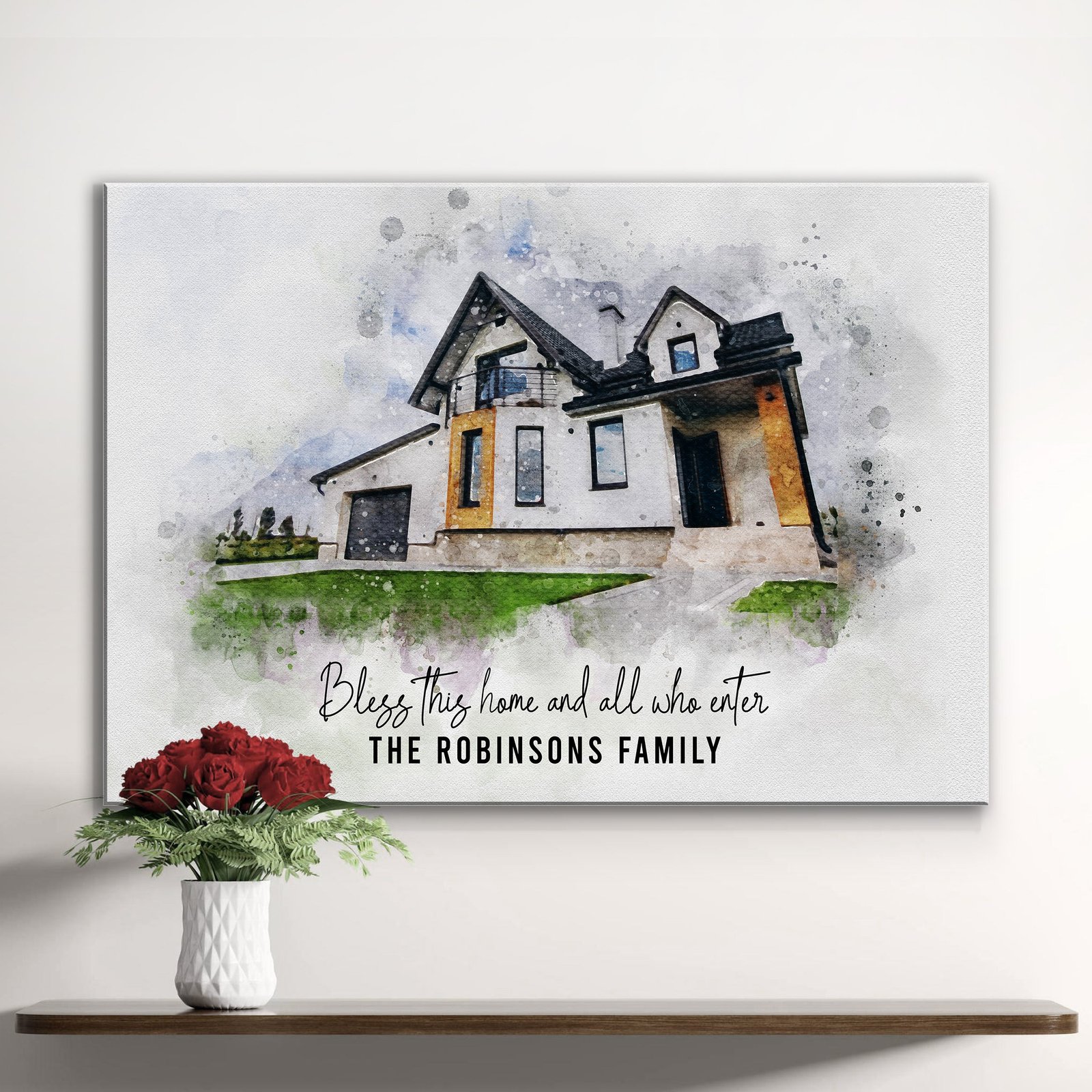 CustomHouseWatercolorPortrait1.jpg Custom House Watercolor Portrait - Image 1