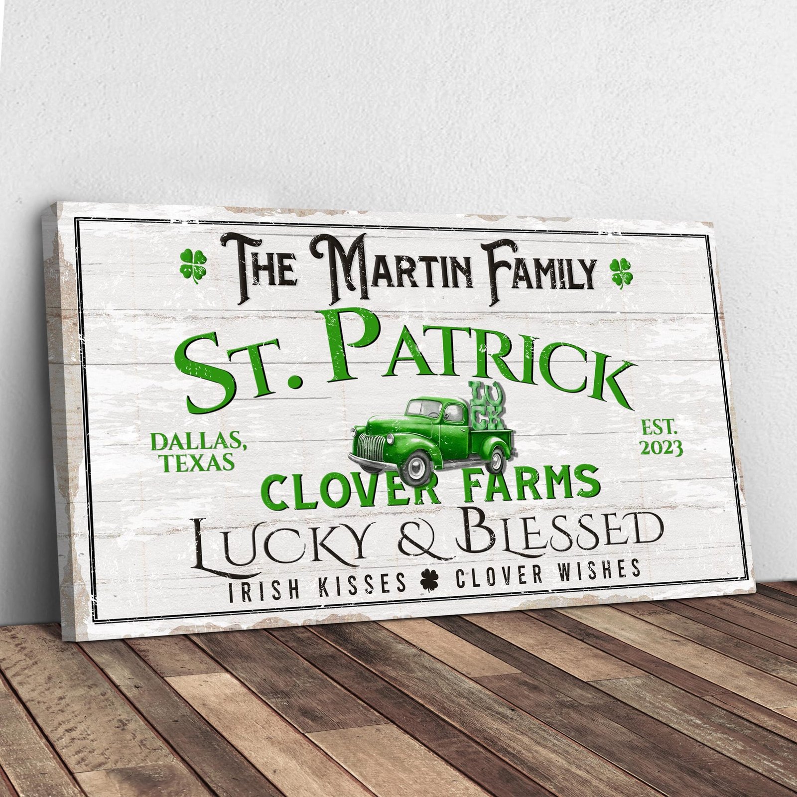 CustomSt.PatrickFarmhouseFamilySign1.jpg Custom St. Patrick Farmhouse Family Sign - Image 1