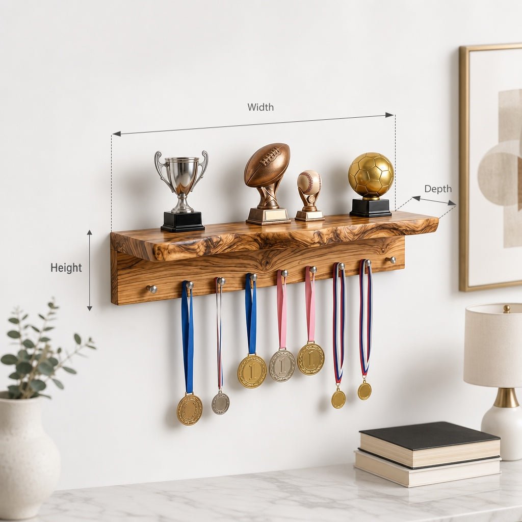 Custom Live Edge Medal Display Shelf – Meaningful Gift for Sports-Loving Father - Image 2