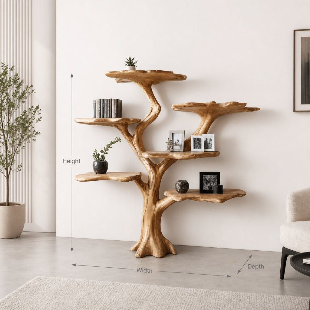 Custom Solid Wood Tree-Shaped Bookshelf – Vintage Wood Home Decor - Image 2
