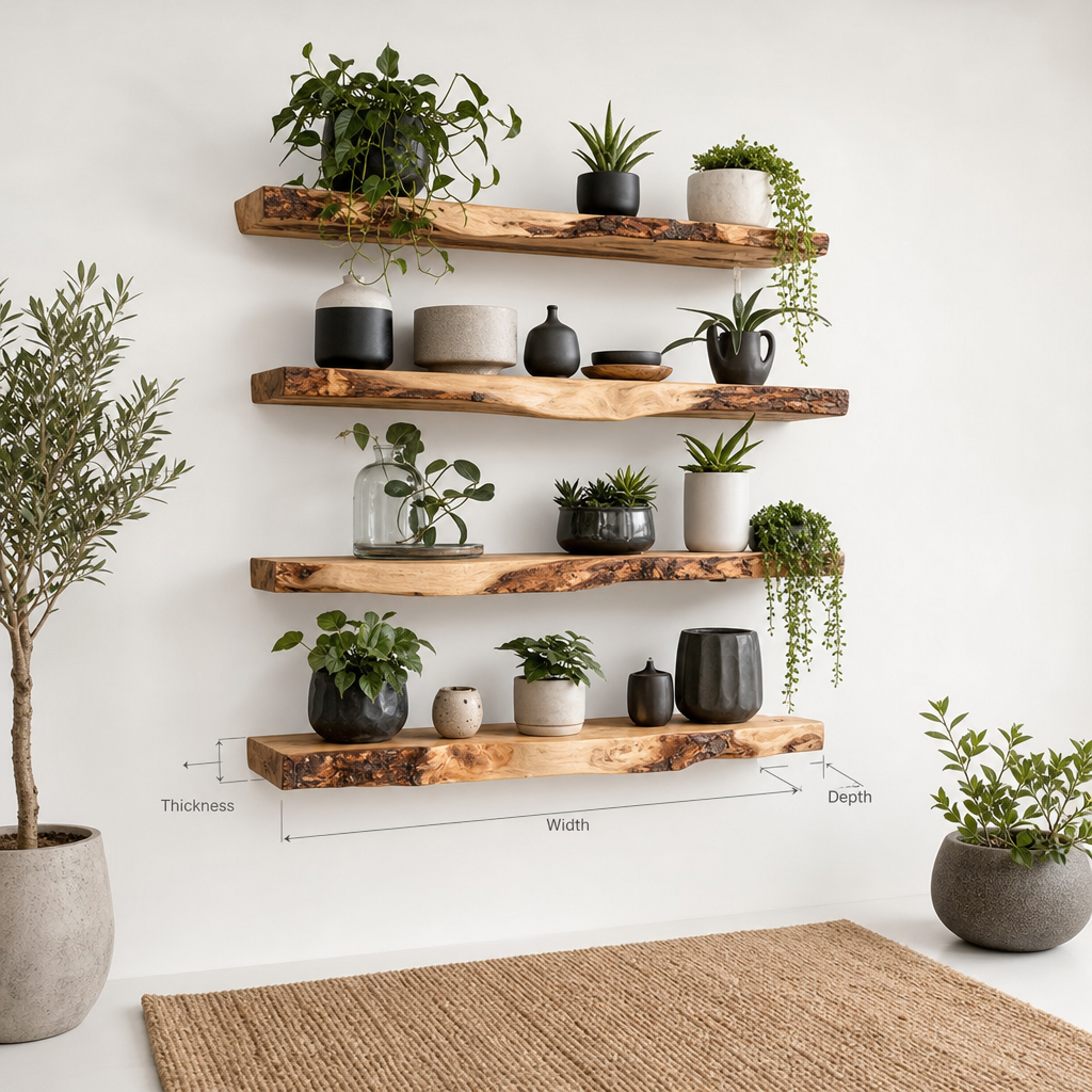 Floating Wall Shelf – Live Edge Custom Shelf for Home Décor & Housewarming Gift - Image 2