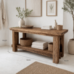 Handcrafted Bathroom Rustic Floating Vanity – Reclaimed Wood Live Edge Shelf, Custom Natural Sink Vanity - Image 2