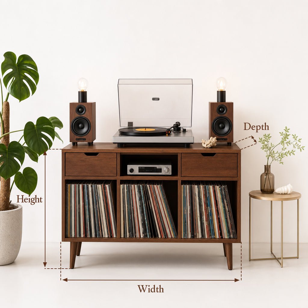 Handcrafted Record Player Stand – Natural Wood Turntable Station with Storage, Customizable Record Cube Organizer - Image 2