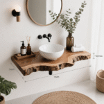 Handcrafted Rustic Floating Bathroom Vanity – Custom Live Edge Shelf, Solid Wood Bathroom Decor - Image 2