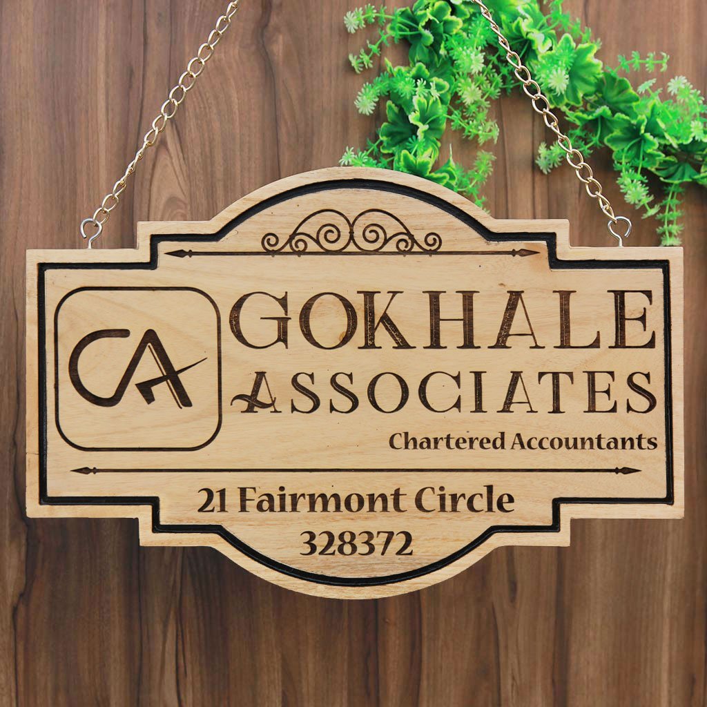 Office Name Plate For Chartered Accountants - Hanging Wooden Sign - Image 1