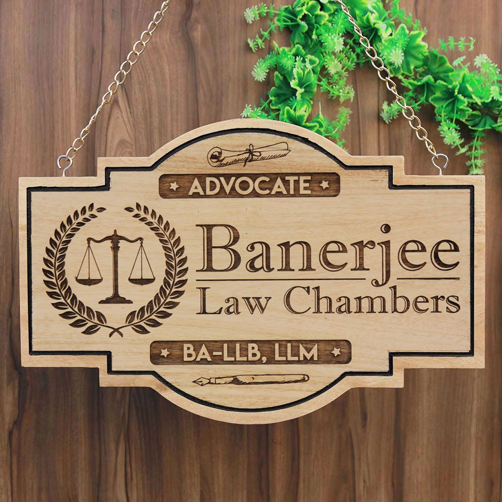 Advocate Office Name Plate - Hanging Wooden Sign - Image 1
