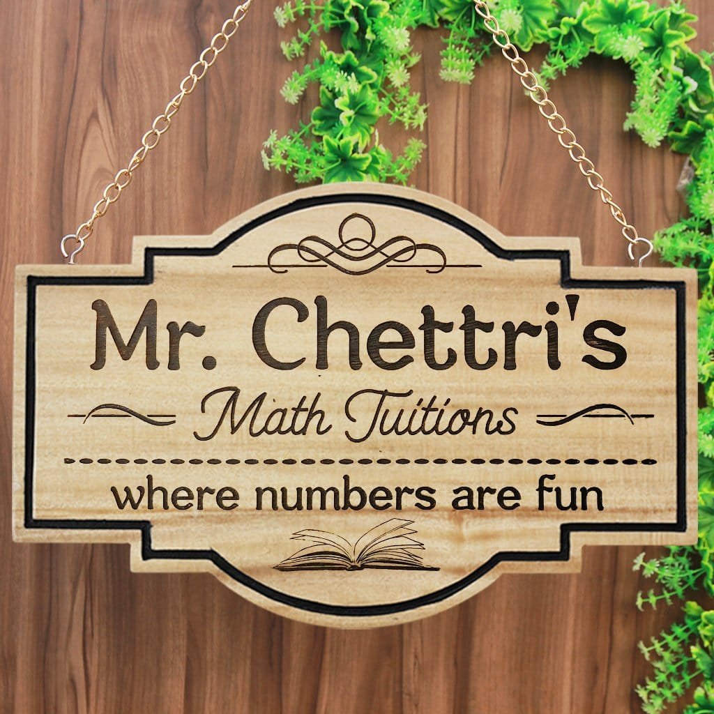 Custom Name Plates For Teachers- Hanging Wooden Sign - Image 1