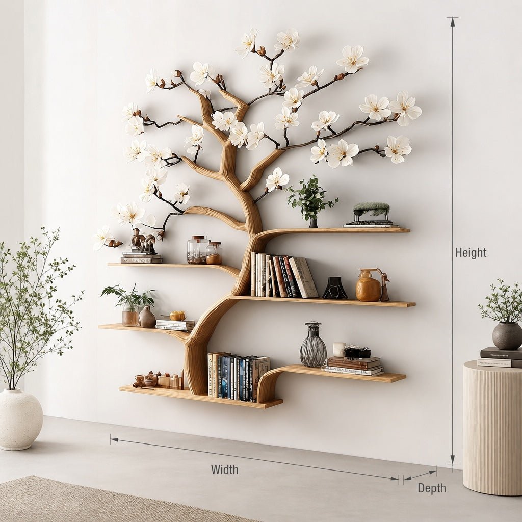 Rustic Tree Bookshelf – Wall-Mounted Wooden Bookcase & Custom Home Décor - Image 2