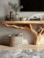 Custom Live Edge TV Stand – Solid Wood Tree Shelf Media Console, Rustic Handmade Cabinet Bookshelf - Image 3