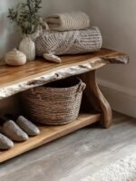 Solid Oak Shoe Bench with Storage – Handmade Entryway Rack, Custom Size & Color - Image 3