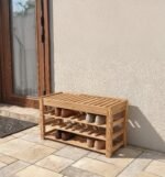 Oak Shoe Bench with Storage – Handmade Custom Entryway Shoe Rack - Image 3