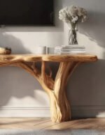 Custom Live Edge TV Stand – Solid Wood Tree Shelf Media Console, Rustic Handmade Cabinet & Bookshelf - Image 4