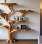 Custom Solid Wood Tree-Shaped Bookshelf – Vintage Wood Home Decor - Image 4