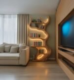 Rustic Live Edge Wooden Tree Bookshelf – Custom Wall Mounted Floating Shelf - Image 5