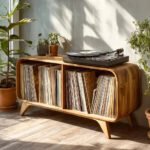 Handcrafted Natural Wood Record Player Stand – Custom Turntable Storage Cabinet