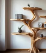 Custom Solid Wood Tree-Shaped Bookshelf – Vintage Wood Home Decor - Image 3