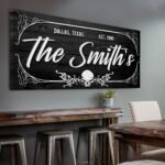 Family Gothic Skull Sign - Customized Modern Gothic Decor For Living Room