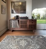 Handcrafted Record Player Stand – Natural Wood Turntable Station with Storage, Customizable Record Cube Organizer - Image 3