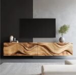 Custom Live Edge TV Stand – Rustic Floating TV Cabinet, Handmade Farmhouse Console, Unique Storage Furniture