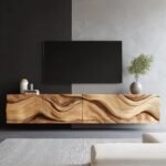 Custom Live Edge TV Stand – Rustic Floating TV Cabinet, Handmade Farmhouse Console, Unique Storage Furniture