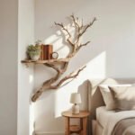 Driftwood Book Shelf On Wall Art Custom Tree Branch Corner Floating Shelves Decor