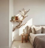 Driftwood Book Shelf On Wall Art Custom Tree Branch Corner Floating Shelves Decor - Image 5