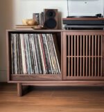 Handcrafted Record Player Stand – Natural Wood Turntable Station with Storage, Customizable Record Cube Organizer - Image 4