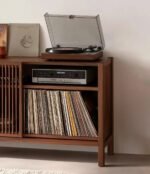 Handcrafted Record Player Stand – Natural Wood Turntable Station with Storage, Customizable Record Cube Organizer - Image 4