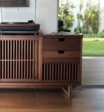 Handcrafted Record Player Stand – Natural Wood Turntable Station with Storage, Customizable Record Cube Organizer - Image 5