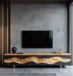 Farmhouse TV Console – Handmade Rustic Solid Wood TV Cabinet, Custom Antique Stand