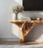 Custom Live Edge TV Stand – Solid Wood Tree Shelf Media Console, Rustic Handmade Cabinet & Bookshelf - Image 3