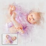 Newborn Baby Watercolor Portrait Custom Wall Art - Image 2