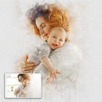 Gift For Mom Watercolor Portrait Custom Wall Art - Image 2