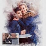 Gift For Spouse Watercolor Portrait Custom Wall Art - Image 3