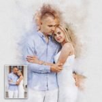 Gift For Spouse Watercolor Portrait Custom Wall Art - Image 4