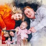 Family Watercolor Portrait Custom Wall Art - Image 2
