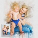 Gift For Mom Watercolor Portrait Custom Wall Art - Image 4