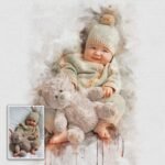 Newborn Baby Watercolor Portrait Custom Wall Art - Image 4