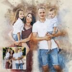 Family Watercolor Portrait Custom Wall Art - Image 3