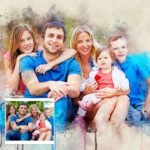 Family Watercolor Portrait Custom Wall Art - Image 4