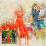 Family Watercolor Portrait Custom Wall Art - Image 5