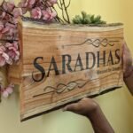 Rustic Natural Wood Name Plate with Planter | Live Edge Door Nameplate with Plant Holder - Image 4