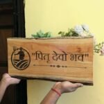 Rustic Natural Wood Name Plate with Planter | Live Edge Door Nameplate with Plant Holder - Image 3