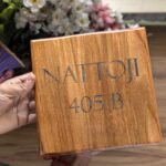 Premium Square Teak Wood Name Plate | Custom Office, Flat, or House Name Sign - Image 5